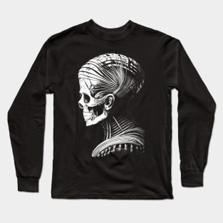 Mummy Skull Side View (for dark backgrounds) Long Sleeve T-Shirt